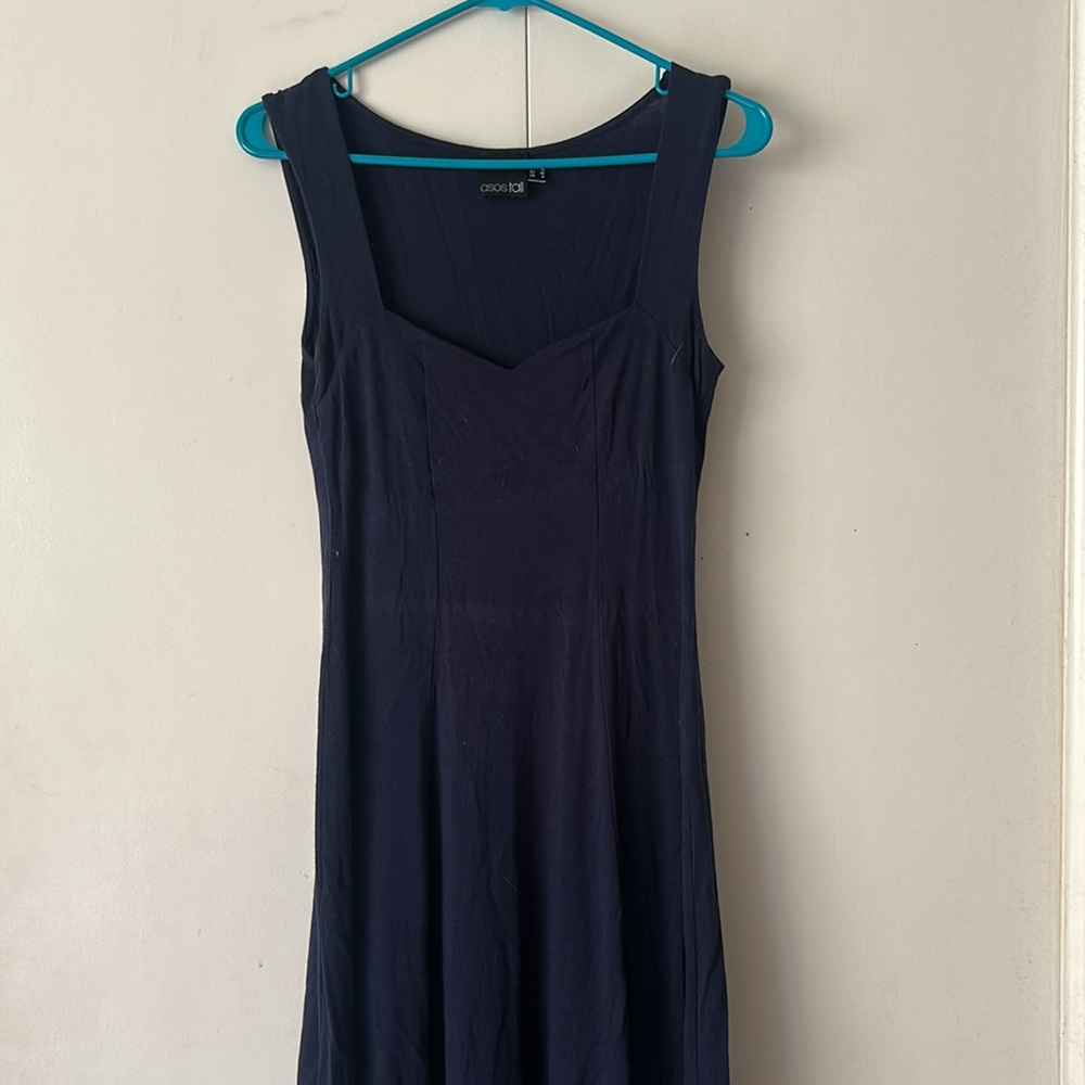 ASOS TALL Sleeveless Skater Dress With Sweetheart Neck - Navy / US 6